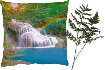 Sierkussens - Kussentjes Woonkamer - 40x40 cm - Regenboog - Zon - Waterval - Natuur