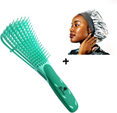 BenjaBeauty Anti klit haarborstel - BenjaBeauty Satijnen slaapmuts - Haarverzorging - borstel - Krullen borstel - satijn - Groen