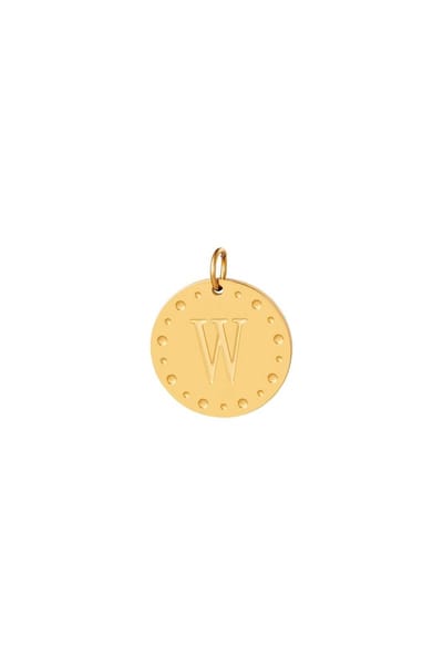 Charm - Bedel letter w - stainless steel - waterproof - goud - cadeau