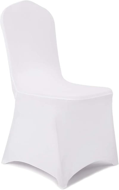 Daity 2-pack — Rekbare stoelhoezen — Hoezen voor woonkamerstoelen — Verwijderbare & wasbare beschermhoezen — Geschikt voor feesten, banketten, bruiloften en hotels (Wit)