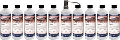 Handzeep Orange 500 ml - set van 10 stuks - met gratis RVS zilverkleurige pomp - Voordeelverpakking