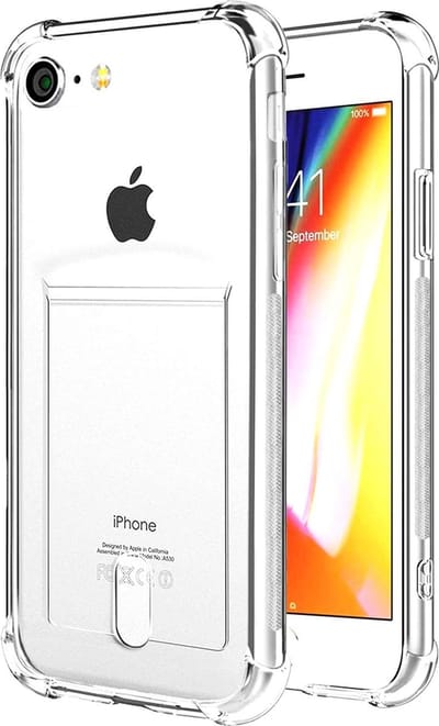 Hoesje Geschikt voor iPhone SE 2022 hoesje /Hoesje Geschikt voor iPhone SE 2020 Hoesje / Hoesje Geschikt voor iPhone 8 hoesje / 7 hoesje transparant - Shock case met pasjeshouder hoesje met pasjeshouder