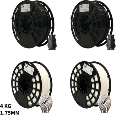 4kg PLA+ zwart wit - Black & White - Voordeelpakket 3D Printer Filament 1.75 mm - Hoge Kwaliteit en Duurzaam - Compatibel met Creality, Bambu Lab, Esun en Meer - Perfect voor Prototypes, Modellen en Accessoires - Professioneel en Thuisgebruik