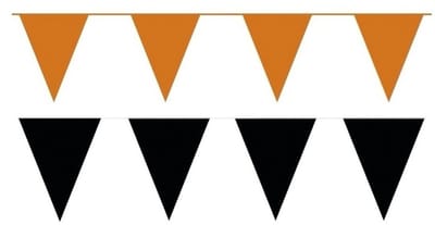 Halloween Zwart/Oranje feest punt vlaggetjes pakket - 80 meter - slingers / vlaggenlijn