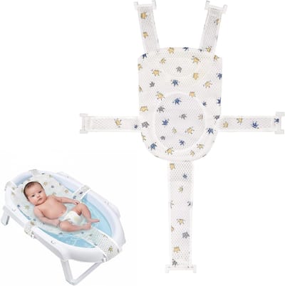 Comfortabel Baby Badkussen voor Pasgeborenen, Bad Hammock met 5 Veiligheidsriemen, Ademend en Antislip Ontwerp, Eenvoudig te Installeren en Veilig in Gebruik
