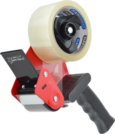 Verpakkingstape dispenser Rapesco Germ-Savvy 960 antibacterieel met transparante tape zwart