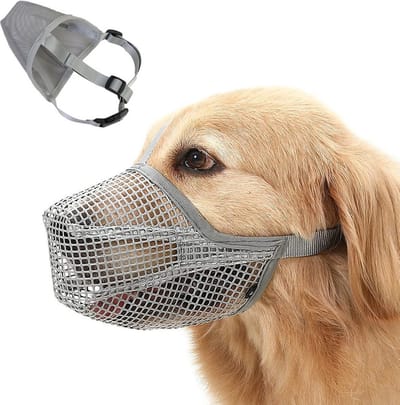 Daity 1 stuk - Hondenmuilkorf - Ademend en zacht nylon materiaal - Verstelbare mesh-muilkorf - Geschikt voor middelgrote en grote honden - Voorkomt bijten - kauwen en blaffen (maat L, geschikt voor 50 tot 75 katten)