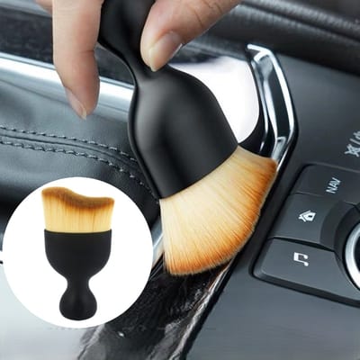 Autoreinigingsborstel - Reinigingsborstel - Auto-interieur stofborstel - Zachte borstels voor het reinigen van Auto-interieurs - Zachte stofverwijderingsborstel – Zwart - LOUZIR