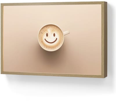 Wandlamp 60x40 cm - Oplaadbaar - Koffie - Melkschuim - Lach - Beige - Wandlampen binnen woonkamer - Slaapkamer lamp - Decoratieve nachtlamp - Vloerlamp draadloos