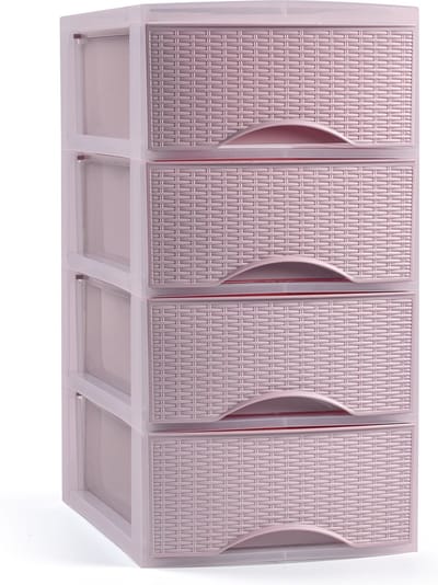 Plasticforte Ladeblokje/bureau organizer met 4 lades - roze - H34 x B18 x D25 cm