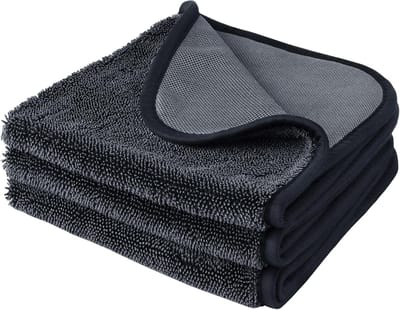 3 stuks autodrooghanddoek (40 x 40 cm), microvezel handdoeken voor autodetails, ultra-absorberende reinigingsdoek zonder strepen of krassen, past voor auto's, vrachtwagens, motorfietsen