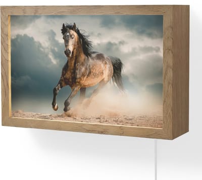Wandlamp 30x20 cm - Oplaadbaar - Paard - Dieren - Bruin - Natuur - Wandlampen binnen woonkamer - Slaapkamer lamp met kabel - Decoratieve nachtlamp - Vloerlamp snoer