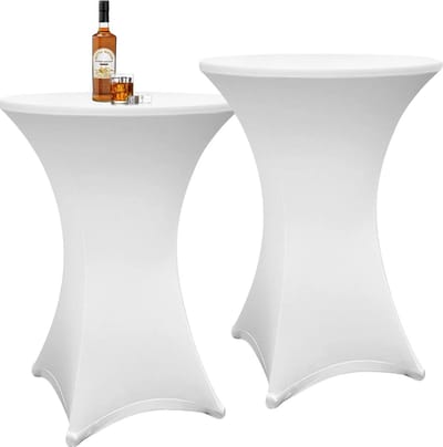 2x Elastische Statafelhoes Wit Rond Ø 80-85 cm | Sneldrogend & Strijkvrij