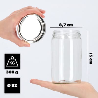 KADAX Weckpotten, 720 ml, inmaakpotten voor schroefdeksel, jampot, voorraadpot, conservenglas, ronde potten (zilver/8 stuks)
