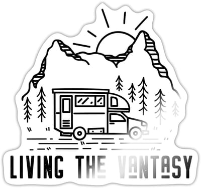 Living The Vantasy - Vrijheid Op Wielen Sticker Maat S (max. 10 x 10cm)