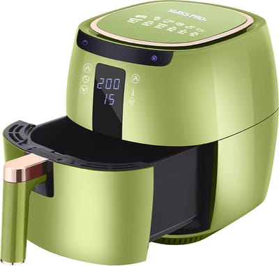 Swiss Pro+ - SP-DAF7LG - airfryer XXXL - Intelligente Heteluchtfriteuse Digitaal- 7 L - XXXL - New Model 2026- GRATIS Recepten Boek - Touchscreen - TURBO Opwarmen - Green - 7 liter