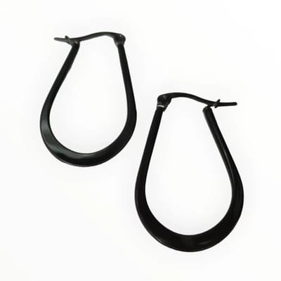Aramat Jewels | Oorringen | Zwarte Hoepel Oorbellen - Oorringen ovaal | Zwart / 30mm | |2mm | Staal | Volwassenen | Verkleurd niet