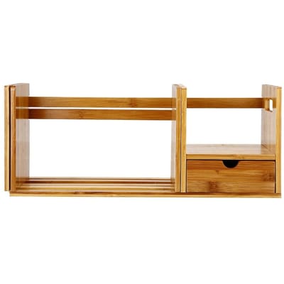 Bibliothèque en Bambou Réglable Organisateur de Rangement de Livres avec un Tiroir Simple pour Chambre à Coucher Bureau