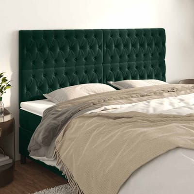 vidaXL - Hoofdbord - donkergroen - 180x7x118/128 - cm - fluweel