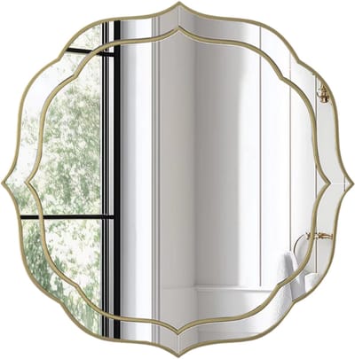 Venetiaanse Wandspiegel - Grote Luxe Spiegel - Gouden Rand & Afgeschuind Zilveren Glas - Modern Design - Voor Slaapkamer & Hal - 80x80cm