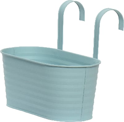 Decoris Bloembak ophangbaar - zink - 32 x 16 cm - lichtblauw