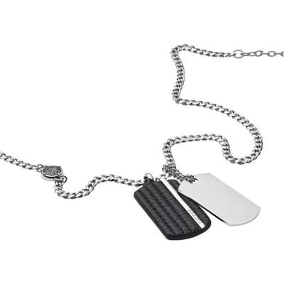 Diesel Double Dog tag Mannen Collier DX1040040 - Staal 60 cm