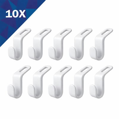 FSW-Products - Ruimtebesparende Kledinghaken - 10 Stuks - Stevige Kledinghaakjes voor Kledingkast - Wit - Slimme Organisatie - Ophanghaken - Ophanghaakjes