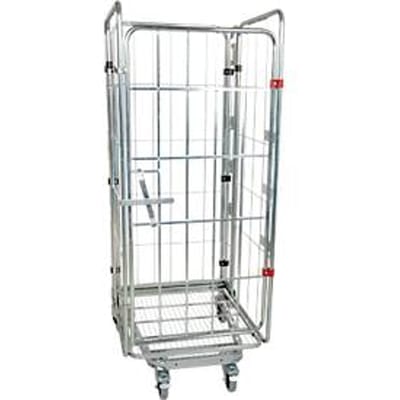 Nestbare rolcontainer, 4-zijdig, gegalvaniseerd, draagvermogen 500 kg, zonder tussenlegbord