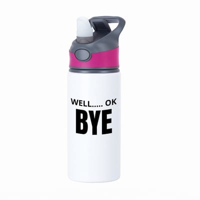 Hacebo® - Well ok bye waterfles met rietje roze - Afscheid bedank cadeau - collega's - werk - afscheidscadeau - verjaardagscadeau - kado - water fles - 650ML