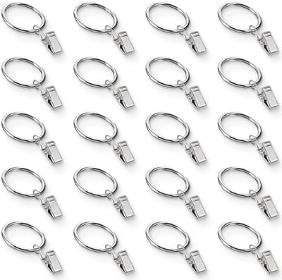 JHUBERS- Gordijnclips Set van 20 - Metalen Ringen - Binnendiameter 32 mm - Roestbestendig - Sterke Grip - Geschikt voor Gordijnroedes - Gordijnringen