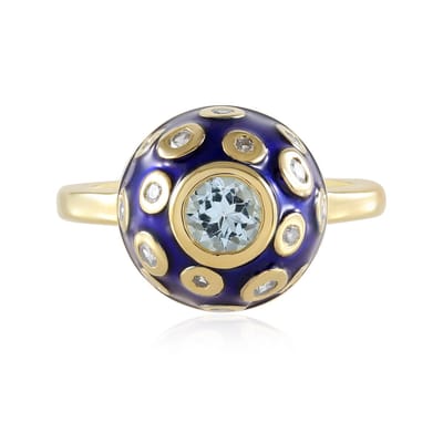 Cavill - Zilveren Ring - 925 Sterling Zilver - Braziliaanse Aquamarijn 0,45 ct - Zirkonen 0,45 ct - Luxe Blauwe Edelsteen Bezel Ring