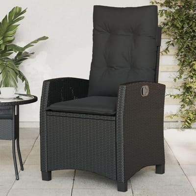 Verstelbare tuinstoel - Lounge stoel - Buiten ontspannen - Afneembare hoezen - 57 x 66 x 93 cm - Zwart