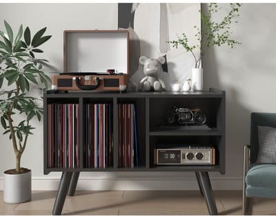 CLGP® Platenspeler Meubel – Stand Platenspelerstandaard Met Vinyl Opbergsysteem - Zwart