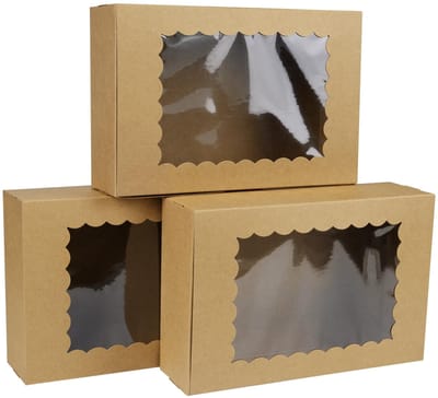 Dailygoods- Koekjesdoos 24 Stuks - Bruine Kartonnen Dozen - Verpakking voor Snoep/Bakproducten - 22,5 x 16,3 x 6,5 cm - Professionele Uiterlijk - Gebaksdoos