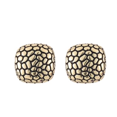 Clip oorbellen- Goudkleurig -tijger- metaal -vierkant- geen gaatje- Charme Bijoux