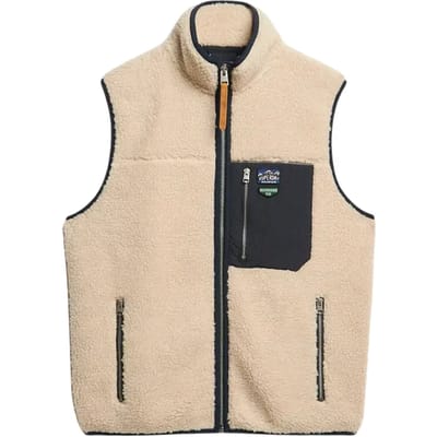 Superdry Jas Vintage Fleece Gilet M5012160a Oatmeal Beige Mannen Maat - S