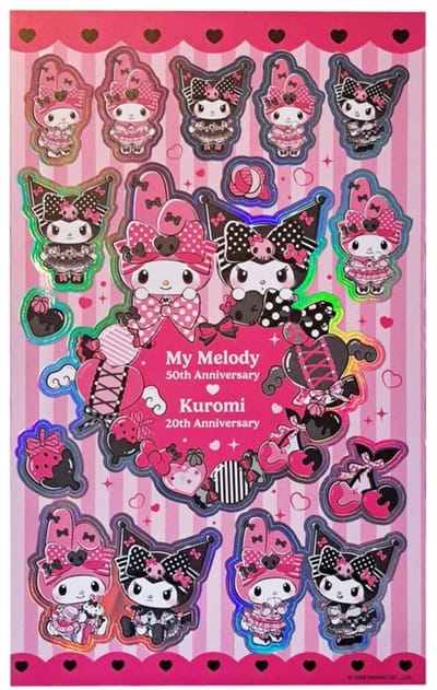 Sanrio Pink Black Party Series Sticker Pack Kuromi & My Melody