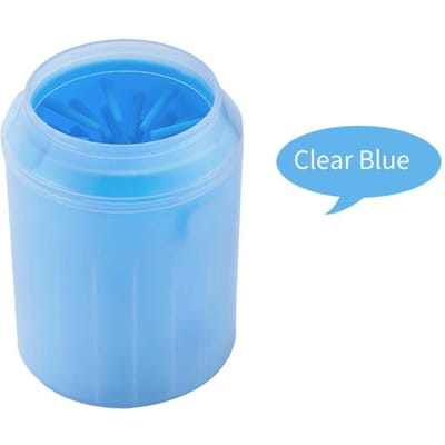Nettoyeur de pattes de chien Tasse lave-pattes pour chien Léger Plongeur nettoyeur de boue pour pattes de chien et de chat Brosse douce portable Lave-pieds pour animaux de compagnie 7.2x9.3cm bleu