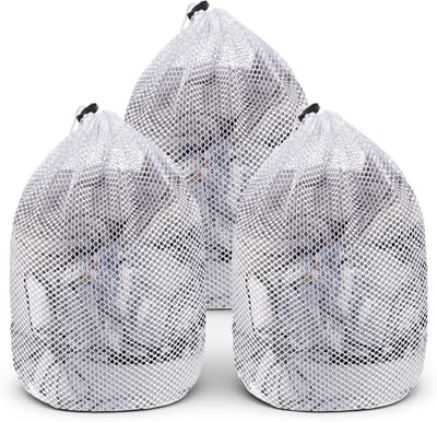 Set van 3 Kleine Wasnetjes voor Delicate Kleding met Trekkoord - Duurzame Waszakken voor Ondergoed, Sokken en Babykleding - Ideaal voor de Wasmachine en Reizen 30x40 cm
