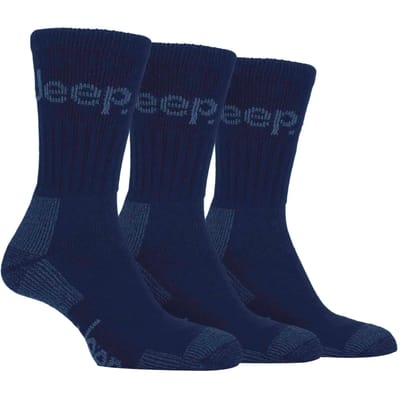 Heren 3 paar Jeep Cushion Sole Hiking werksokken - Marine