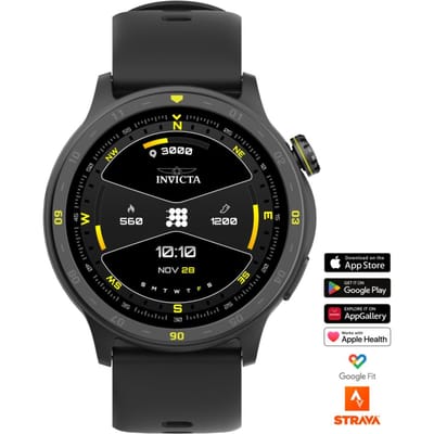 Invicta I-Tech 2 ITECH-001 Herenhorloge - Smartwatch Uurwerk - Roestvrij Staal met Zwarte Wijzerplaat - 45 mm
