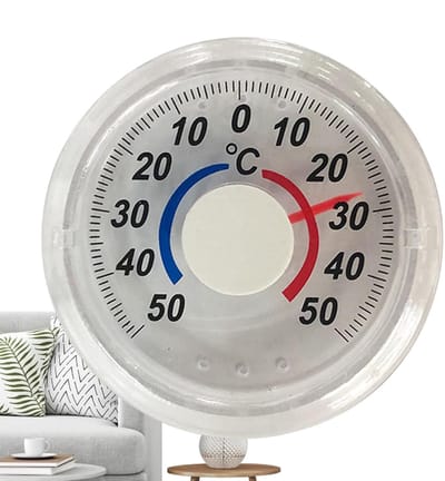 Raamthermometer Buitenthermometer - Weer meter - Temperatuur monitoren - Tweekleurige schaal - 10 cm - Transparant