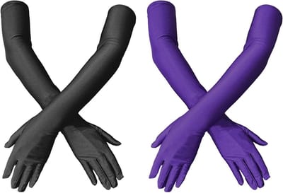 2 Paar Lange Satijnen Opera Handschoenen voor Vrouwen - 1920s Kostuum, Avondhandschoenen en Bruidsaccessoires voor Feest en Carnaval