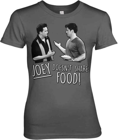 Friends Dames Tshirt -S- Joey Doesn't Share Food Grijs