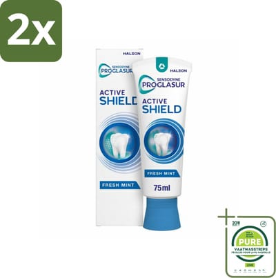 Sensodyne - Tandpasta - ProGlasur Active Shield - Fresh Mint - Frisse Munt - 75 ml - Voordeelverpakking - 2 stuks - Tandpasta - Glazuurbescherming