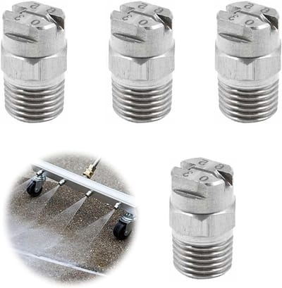 Vervangende Spuitmonden voor Hogedrukreiniger - 4 Stuks RVS, 1/4 BSPT, 65 Graden, 1.1mm Gatdiameter