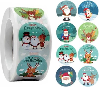 Fako Bijoux - 500 Kerst Stickers Op Rol - 2.5cm - Kerststickers - Christmas Stickers - Label Kerst - Sluitzegel - Merry Christmas Winter Mix - 25mm