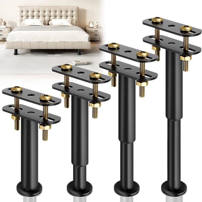 Bedpoten 25-42cm, steunpoot voor bedframes & lattenrooster – metalen intrekbare meubelpoten, bedframe middensteunpoten, tot 450kg, metalen steunpoten voor bedsteun, sofa