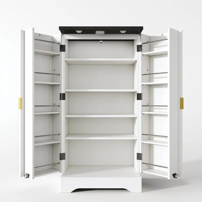 Keukenkast - Keukenkast Organizer - Buffetkast - LED Sensorlicht en Kruidenrek - 120 x 60,5 x 40 cm - Verstelbare Planken