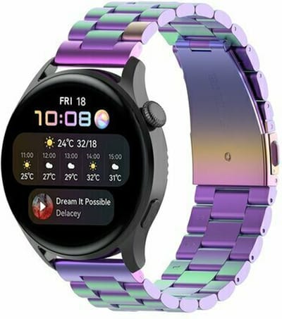 By Qubix - 22mm - Stalen schakelband - Multicolor - geschikt voor Huawei Watch 3 / 4 / 5 (pro) - 46mm & geschikt voor Huawei Watch GT / GT 2 / GT 3 (pro) / GT 4 (pro) / GT 5 (pro) / GT 6 (pro) 46mm / Ultimate / Ultimate 2